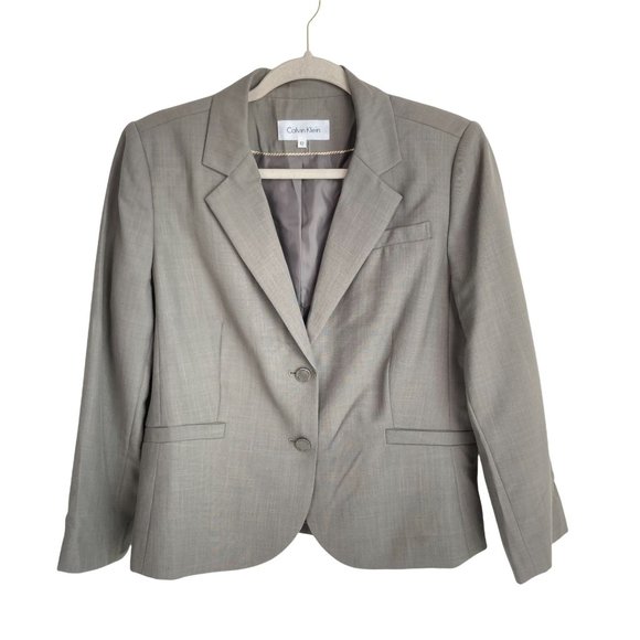 Calvin Klein Gray Two Button Blazer 12 - Picture 1 of 14